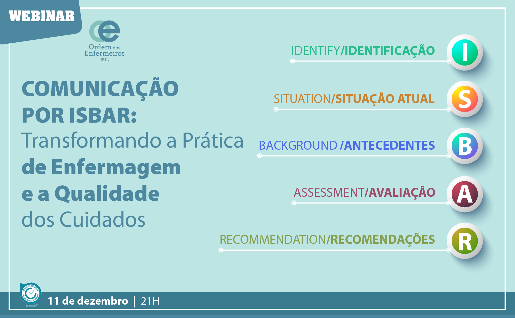 Webinar sobre o ISBAR para Profissionais de Saúde em Portugal - Ordem